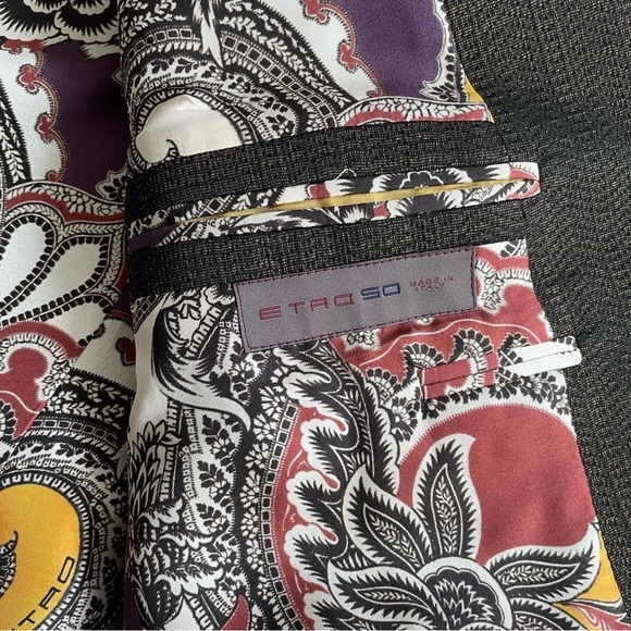 ETRO Cotton Blend Metallic Bronze Textured Two Button Blazer Jacket EUC IT 50 - Picture 11 of 14